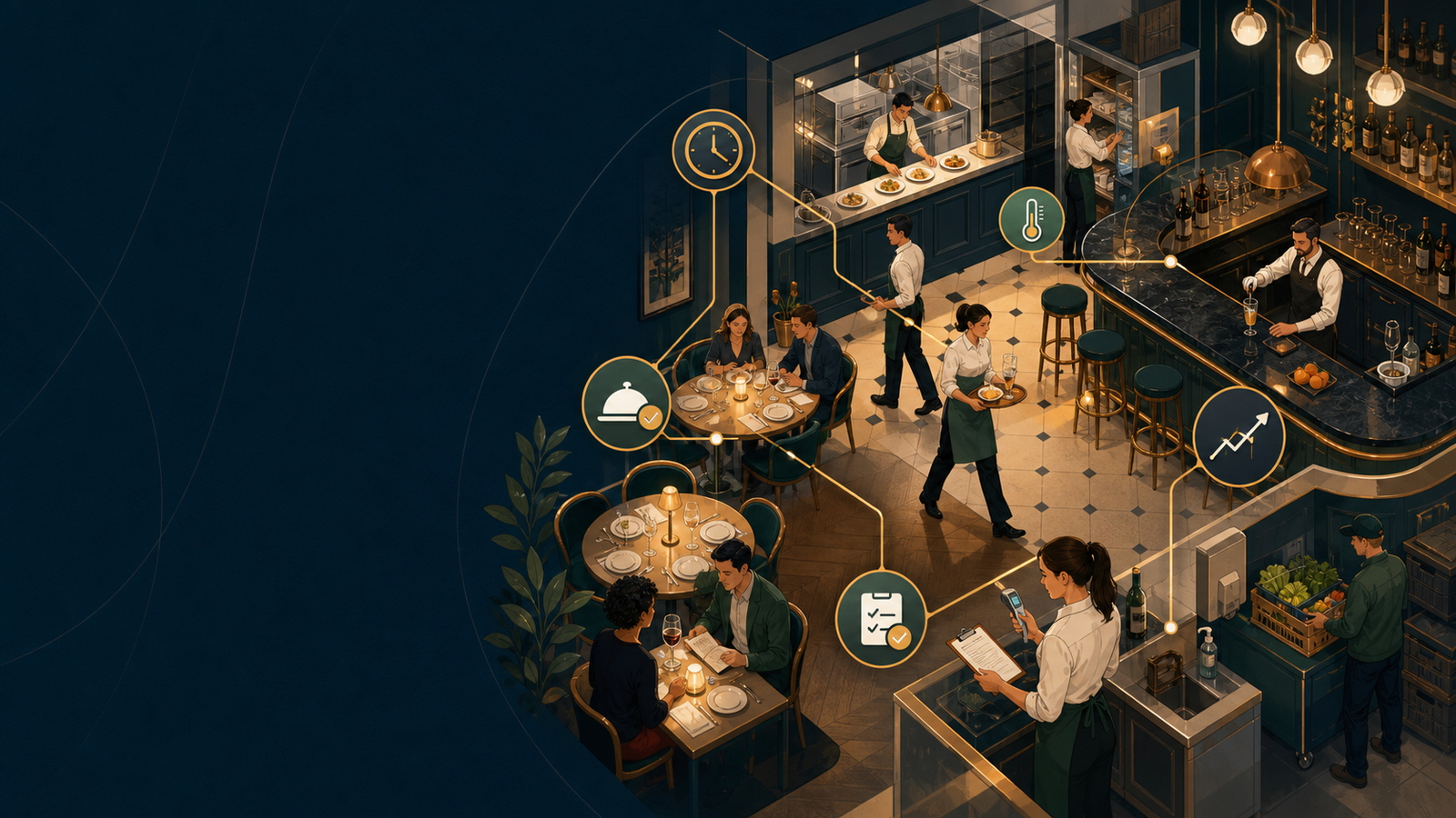 Une brasserie française dont le service, l’hygiène, les stocks et la performance sont harmonieusement reliés